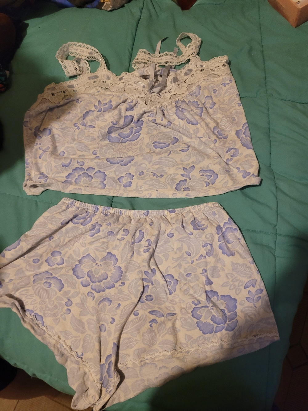 Floral Lace-Trim Cami & Shorts Pajama Set in Light Purple - Women's Intimates
